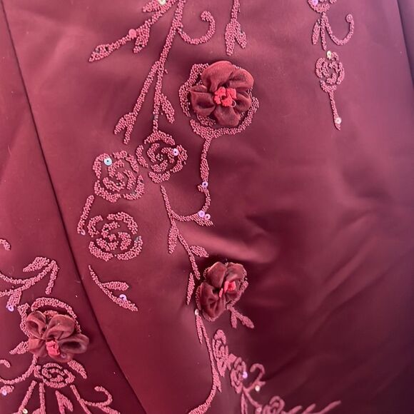 Miss Ma Ma Dress Scoop Neck Sleeveless Sz Medium Burgundy Red Midi 💯 Polyester - Picture 9 of 10